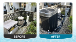 Before-and-after pool heater and equipment installation in Lincoln, California