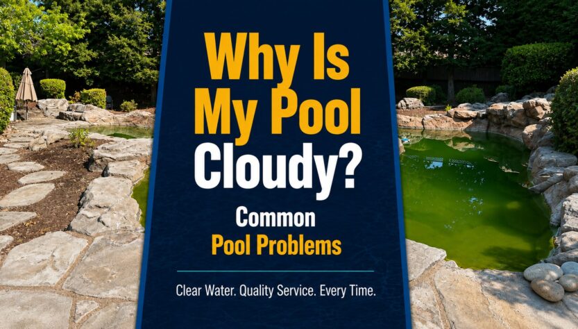 Cloudy pool water showing common pool problems and the need for professional pool maintenance
